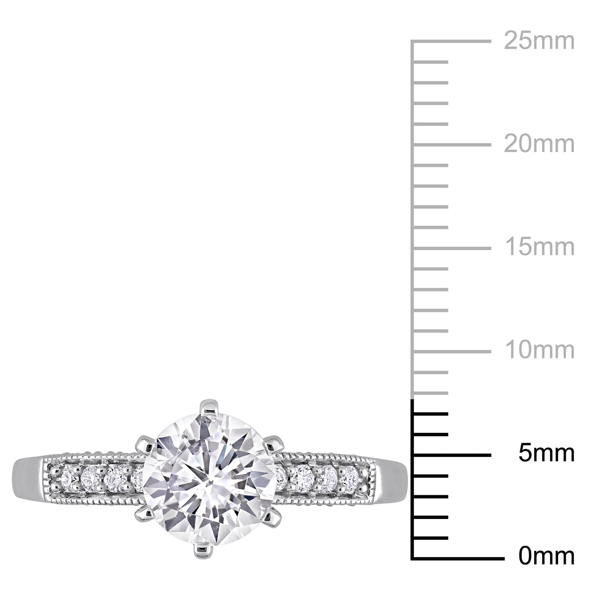 Women'S Created Sapphire 10K White Gold Engagement Ring